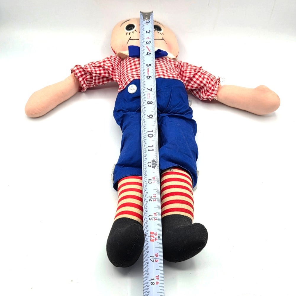 Pair of Knickerbocker Vintage RAGGEDY ANDY Rag Dolls NO HAIR I Love You 16" - Picture 4 of 7